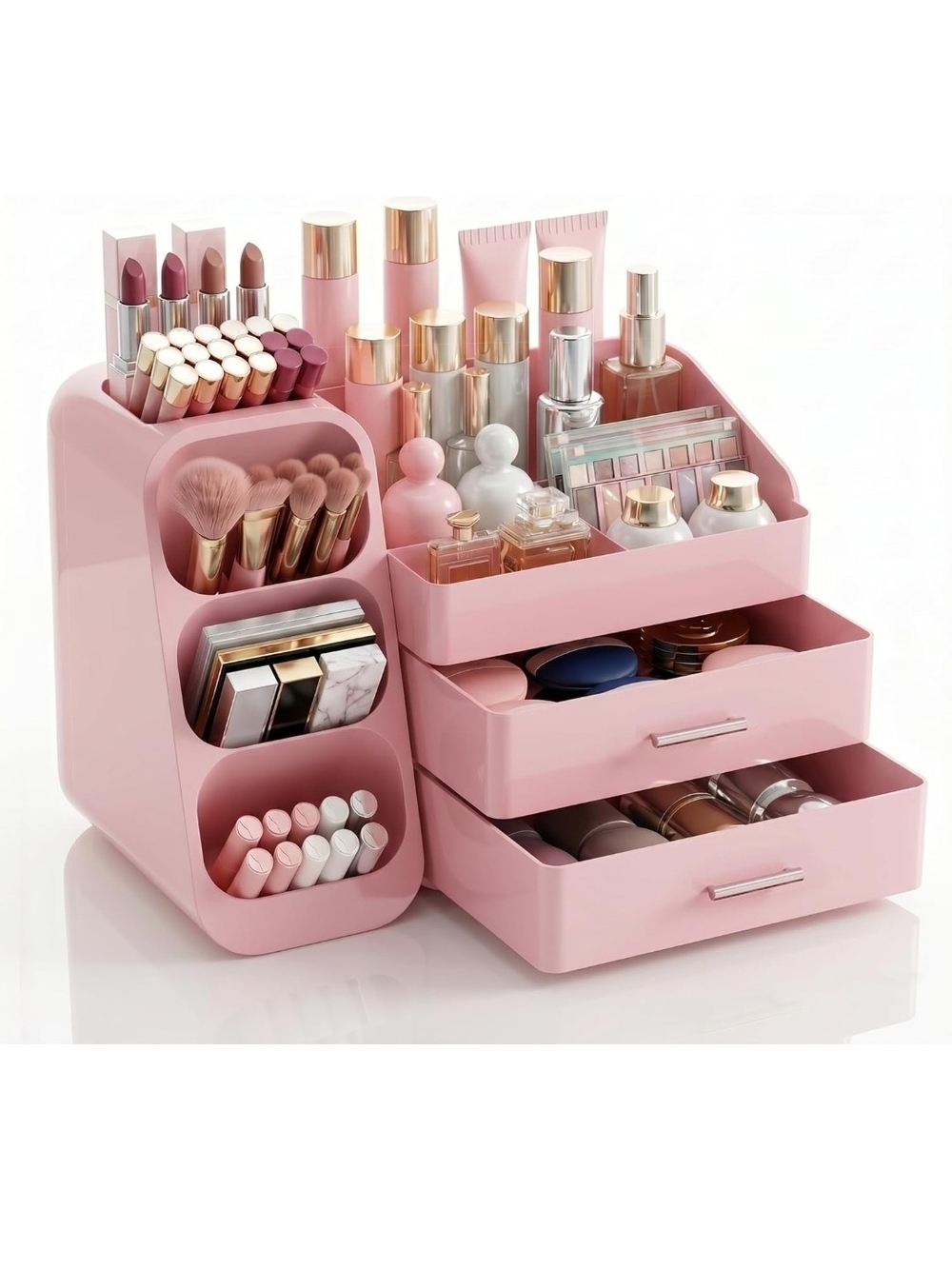 Cosmetic Organizer Storage Tower – Pink Makeup Organizer